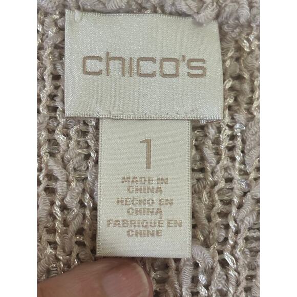 Chico's cream shimmer sweater, neutral, elegant, layering, effortless, soft glam - Picture 4 of 5